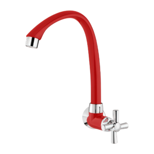 CANILLA COCINA PICO MOVIL ALTO P/ PARED TIGRE 1/2 ROJO - CROMO 630 CROSS