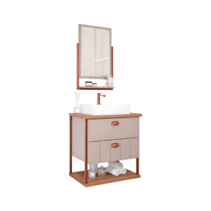 MUEBLE P/ BAÑO UNI DE 60 CM CON ESPEJO CAPPUCCINO FREIJO MGM